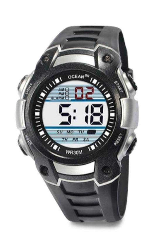 art. 1190 048PL - OCEAN DR - Reloj Digital Crono Alarma, Caballero, Sumergible 3 ATM