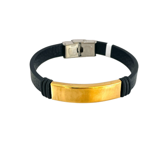 Pulsera cuero y acero quirurgico mod 032