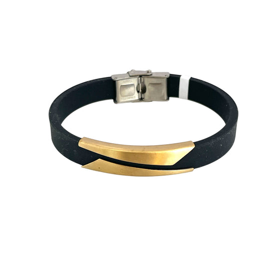 Pulsera cuero y acero quirurgico mod 034