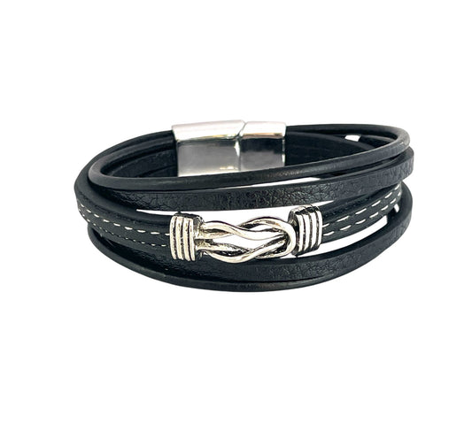 Pulsera cuero y acero quirurgico mod 039