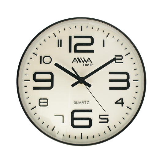 art. 014 - AIWA-TIME - Reloj de Pared Negro con Blanco 26cm