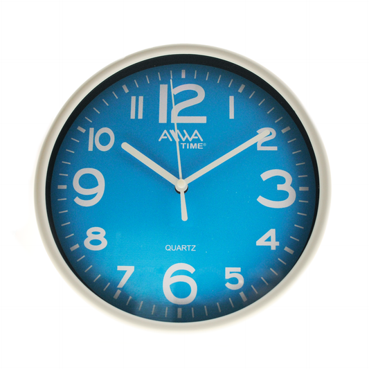 art. 007 - AIWA-TIME - Reloj de Pared Blanco y Celeste 18cm