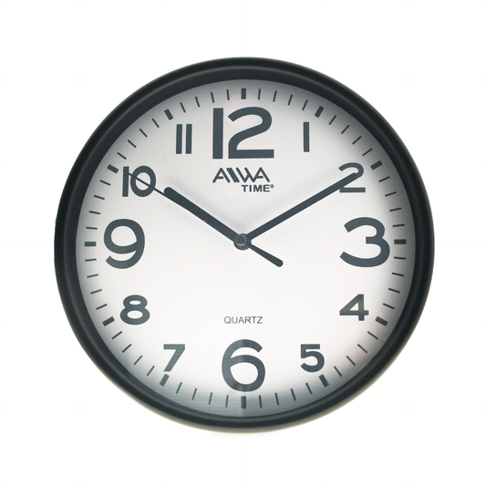 art. 007 - AIWA-TIME - Reloj de Pared Negro con Blanco 18cm