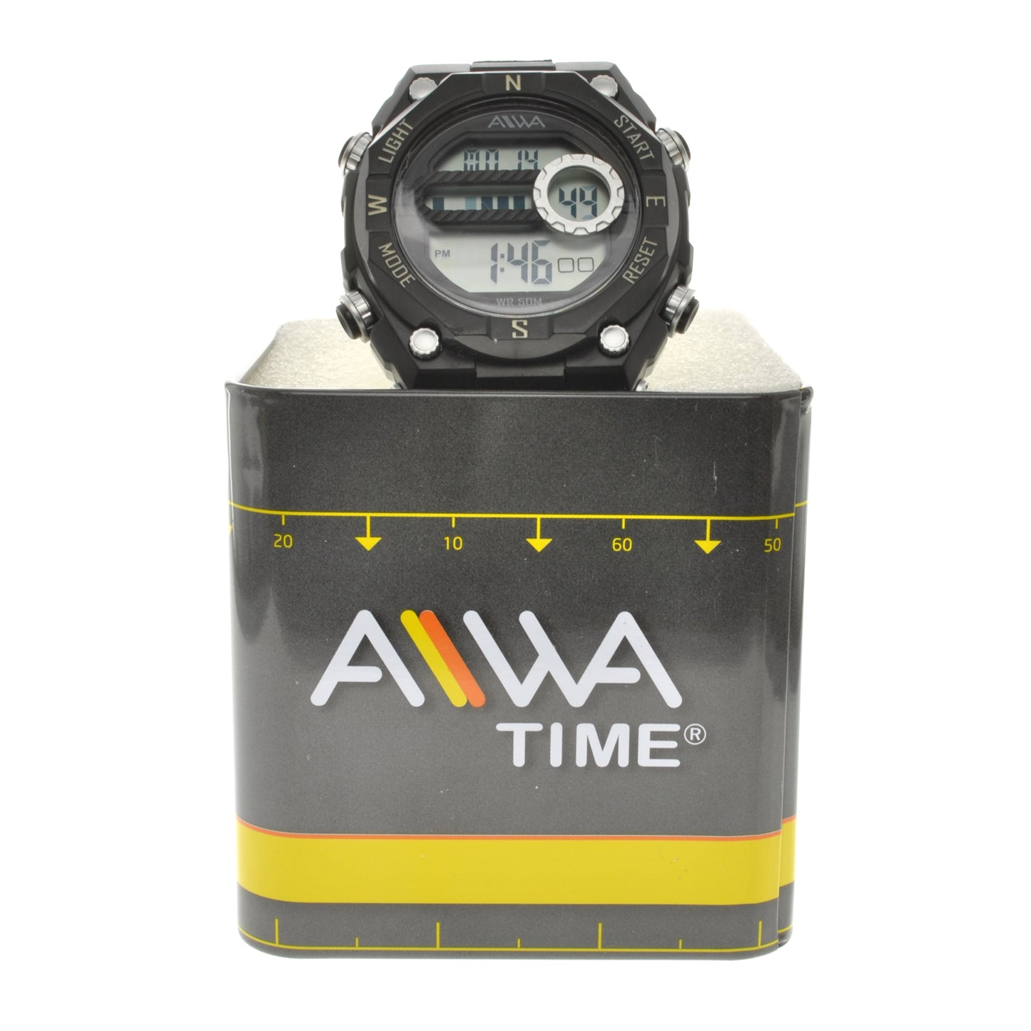 art. 10305 032PL - AIWA Time - Reloj Digital Crono Alarma, Caballero, AIWA Time, Sumergible 5 ATM