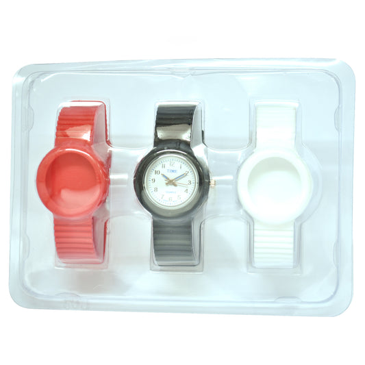 art. 1185 002NG - TIME - Reloj análogo, set de mallas plásticas intercambiables, Dama