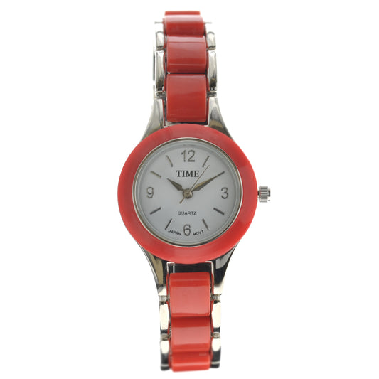 art. 1165 002RJ - TIME - Reloj Analogo, Malla Metal, Bijou Esmaltado, Dama
