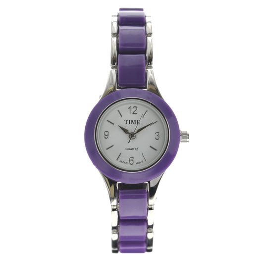 art. 1165 002VT - TIME - Reloj Analogo, Malla Metal, Bijou Esmaltado, Dama