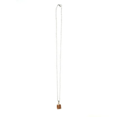 Conjunto acero blanco dije piedra ambar engarzada de 45 cm D&K FERIA / 1400CD-24