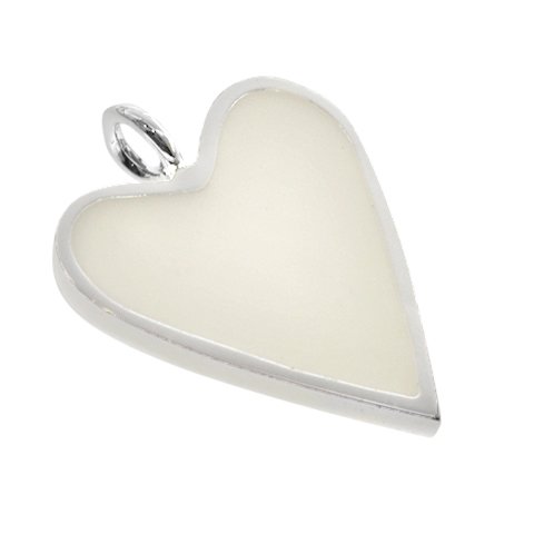 Dije acero blanco corazon esmaltado en blanco 2.4 cm D&K - 1300CZ-15