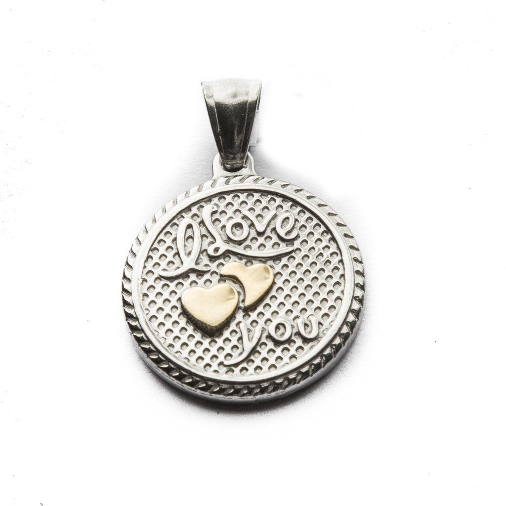 Dije Corazón I Love You Medalla Combinada Mediana / 500CZ-1