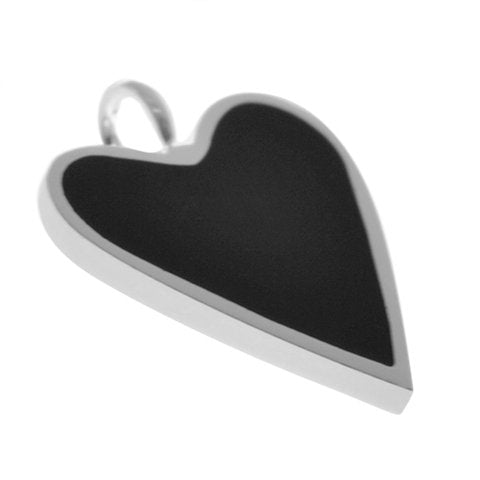 Dije acero blanco corazon esmaltado en negro 2.4 cm D&K - 1300CZ-17