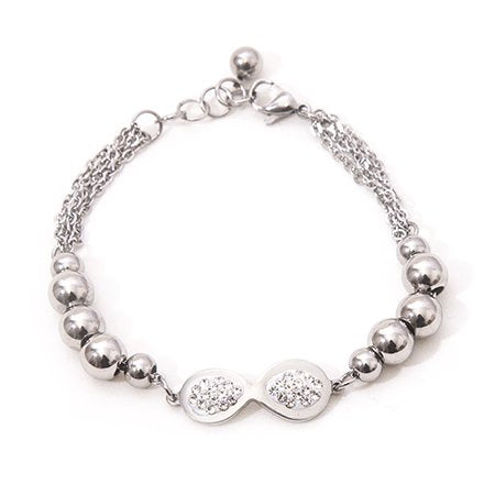 Pulsera bolitas con dije infinito con cubic D&K / 600DI-51
