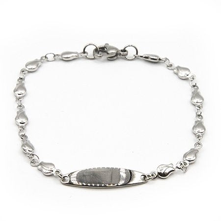 Pulsera acero identidad con eslabones flores 18.5 cm D&K / 600ID-35