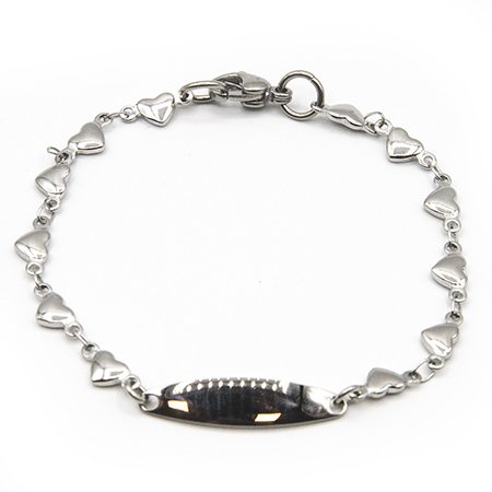 Pulsera acero identidad con eslabones Corazónes 17.5 cm D&K / 600ID-38