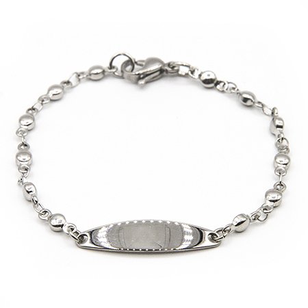 Pulsera acero identidad con eslabones bolitas 15.5 cm D&K / 600ID-40