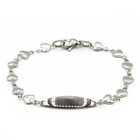 Pulsera acero identidad con eslabones Corazónes 16.5 cm D&K / 600ID-42