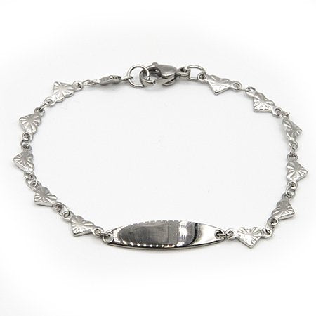 Pulsera acero identidad con eslabones Corazónes 17.5 cm D&K / 600ID-43