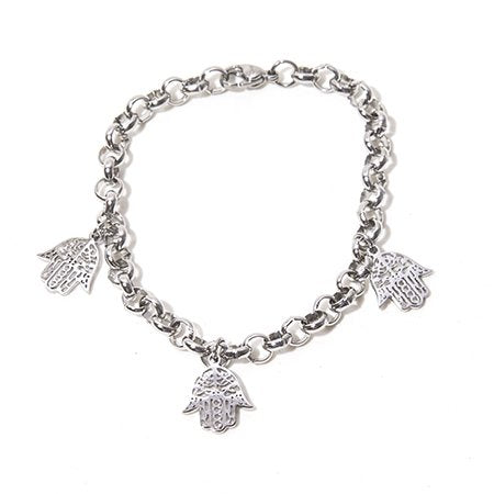 Pulsera D&K Rolo Con Tres Dijes Mano De Fatima / 600RE-105