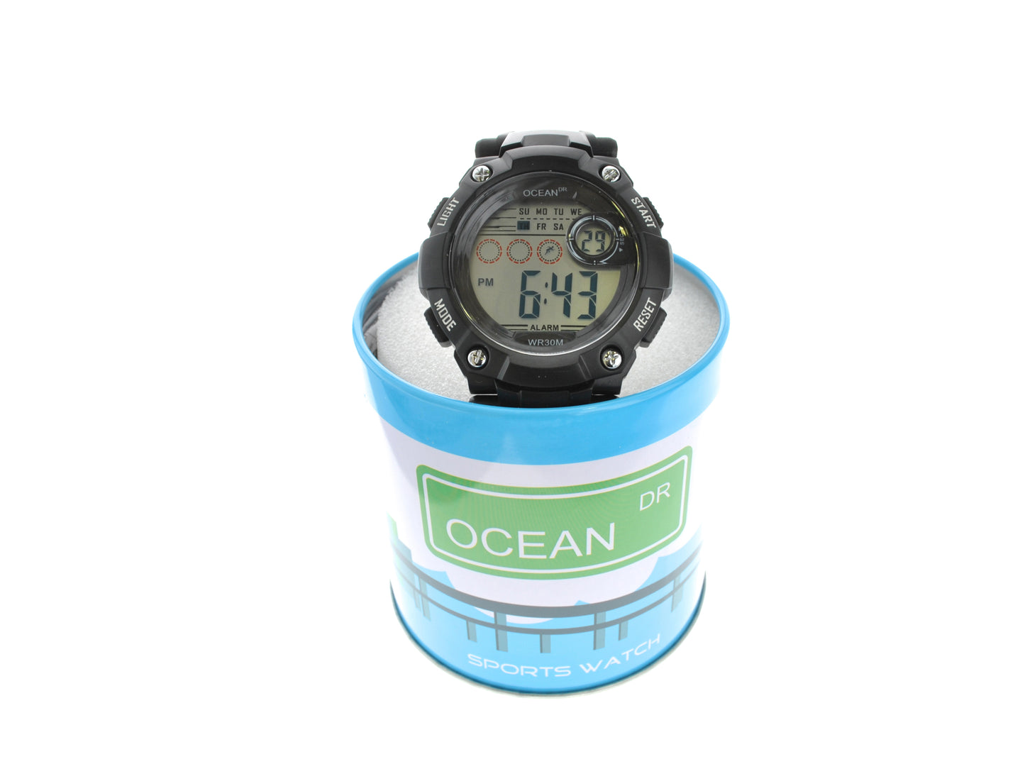 art. 1190 009NG - OCEAN DR - Reloj Digital Crono Alarma, Caballero, Sumergible 3 ATM