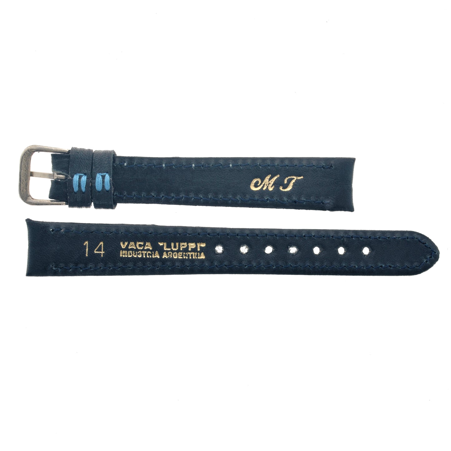 Malla para Reloj Pulsera, Cuero Luppi 14 MM Azul