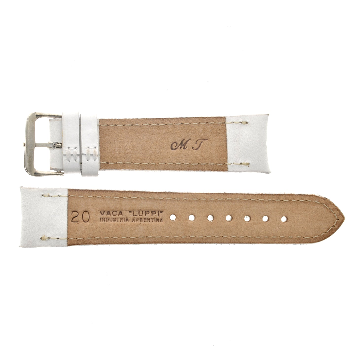 Malla para Reloj Pulsera, Cuero Luppi 20 MM Blanco