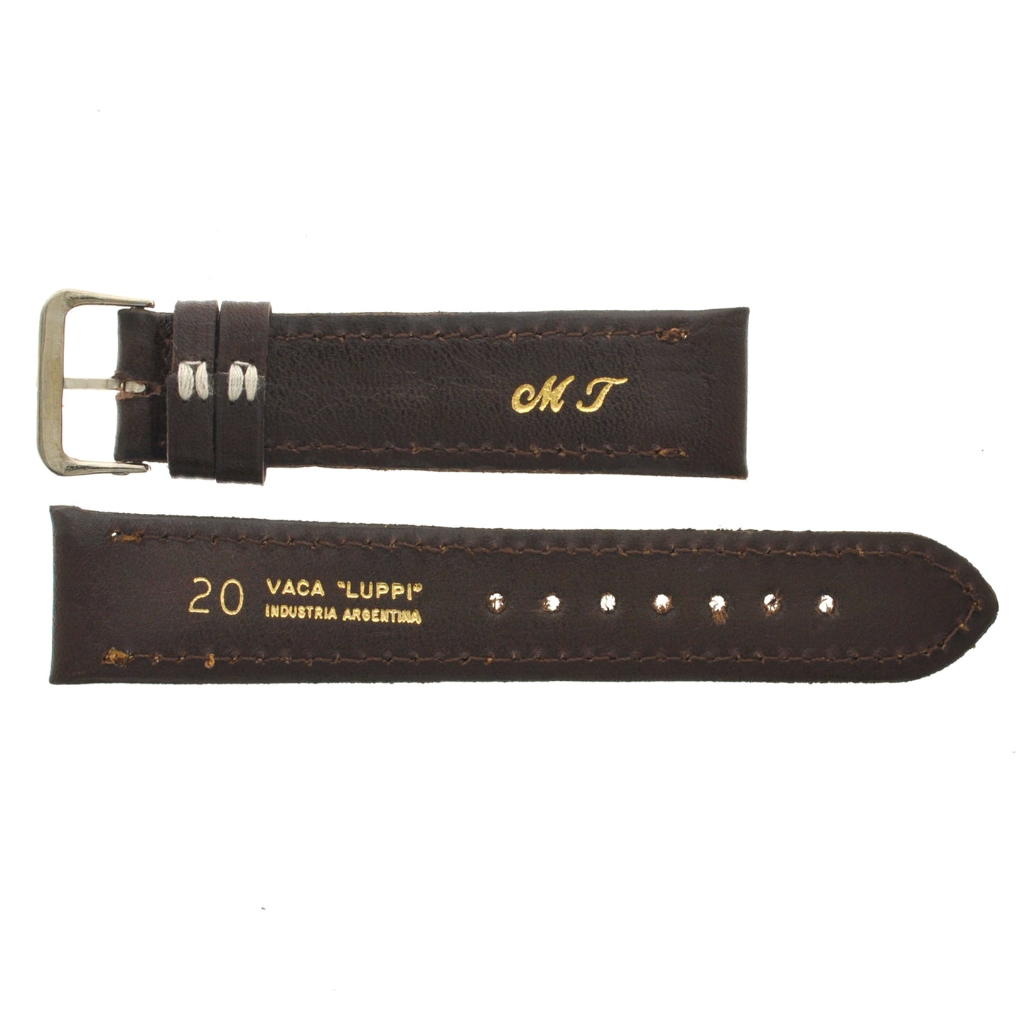 Malla para Reloj Pulsera, Cuero Luppi 20 MM Marrón Oscuro
