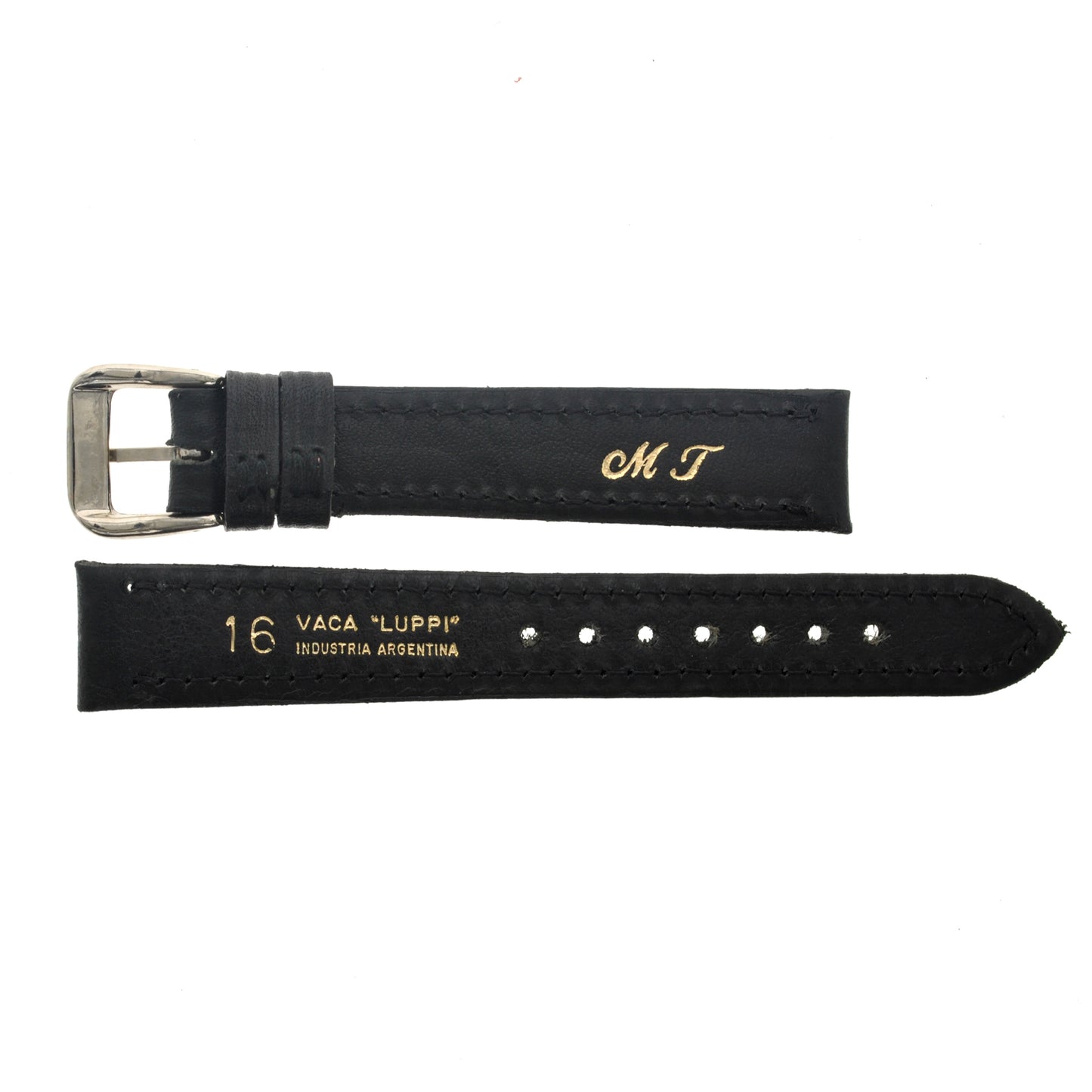Malla para Reloj Pulsera, Cuero Luppi 16 MM Negra