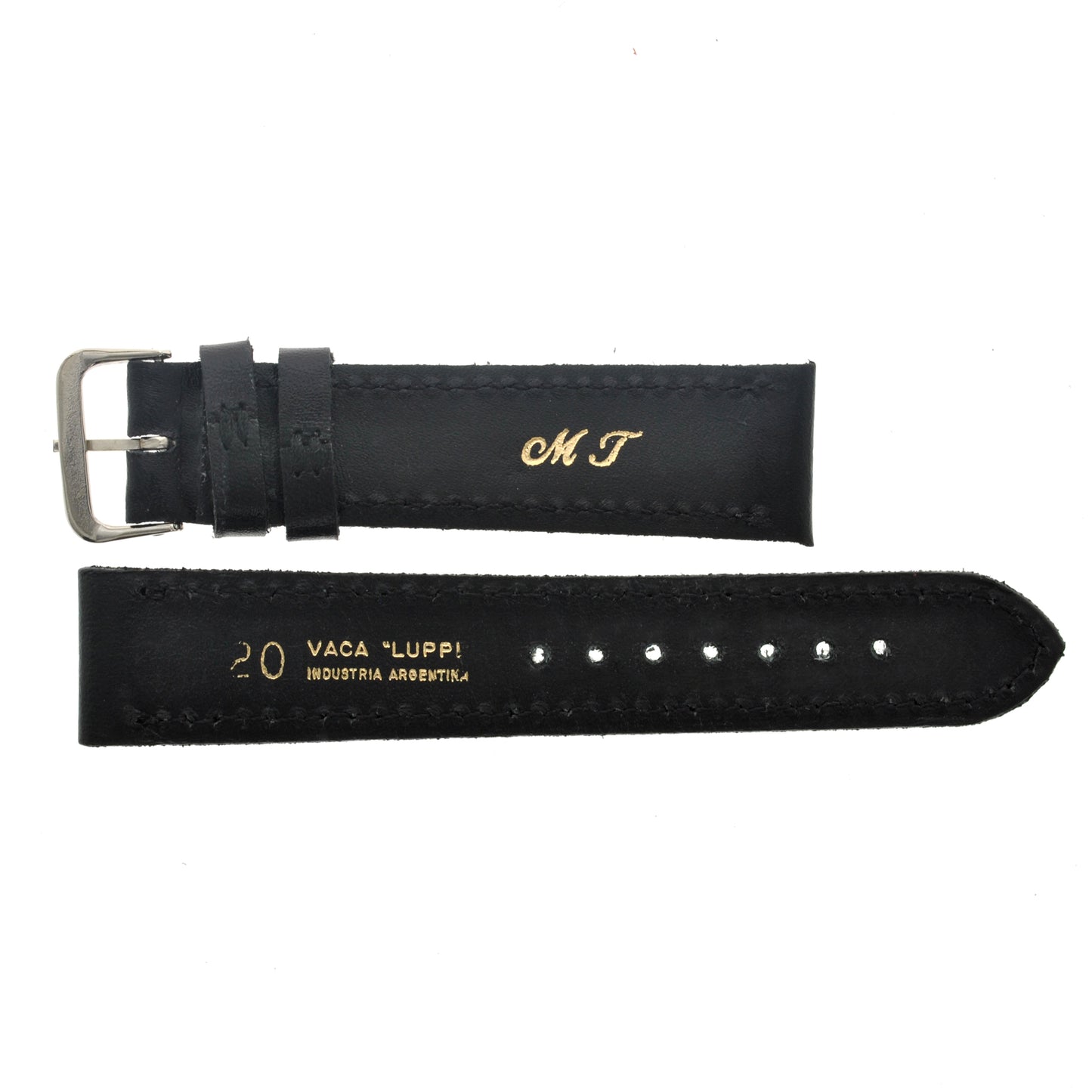 Malla para Reloj Pulsera, Cuero Luppi 20 MM Negra