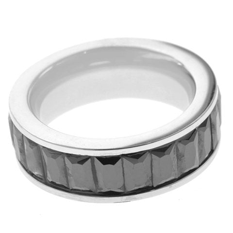 Anillos acero quirurgico sinfÃn con cristales rectangulares black D&K / 100SF-29