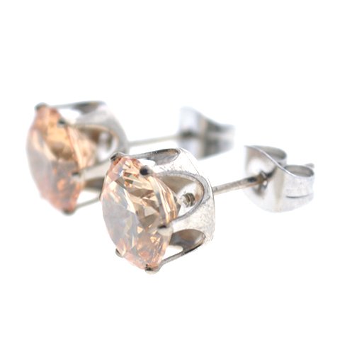 Aros acero quirurgico chispita light peach engarzado 8 mm D&K / 200CH-42