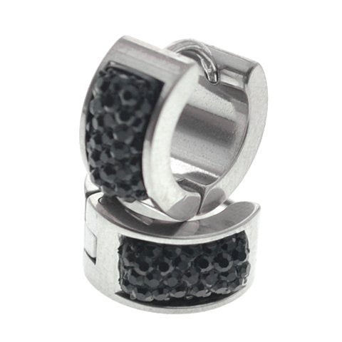 Aros acero quirurgico cubanos con piedra negra 10 mm D&K / 200CU-135