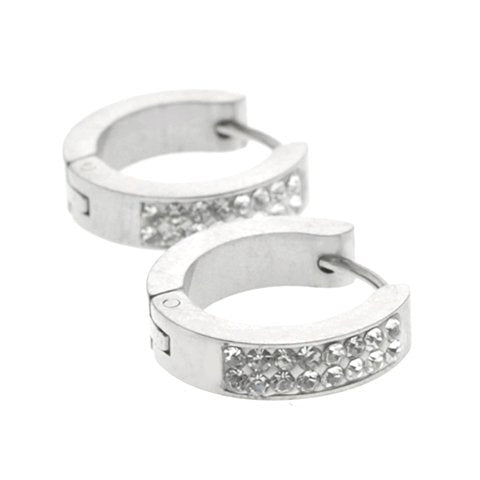 Aros cubanos acero quirurgico con cubics cristal 10 mm D&K / 200CU-116