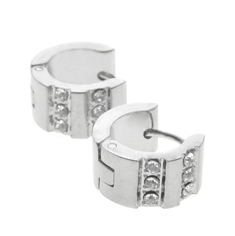 Aros cubanos acero quirurgico con cubics cristal 10 mm D&K / 200CU-117