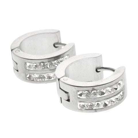Aros cubanos acero quirurgico con cubics cristal 13 mm D&K / 200CU-120