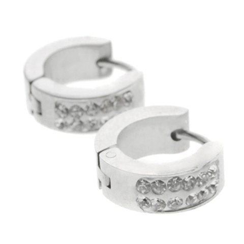Aros cubanos acero quirurgico con dos lineas de cubics 10 mm D&K / 200CU-122