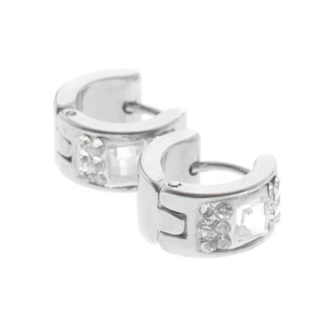 Aros cubanos acero quirurgico con piedra cristal y cubics 10 mm D&K / 200CU-130