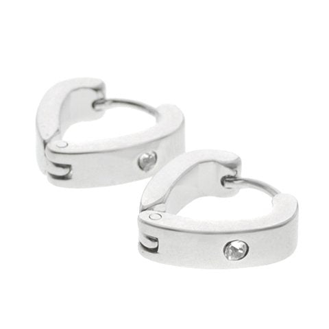 Aros cubanos acero quirurgico corazon con cubic 11 mm D&K / 200CU-124
