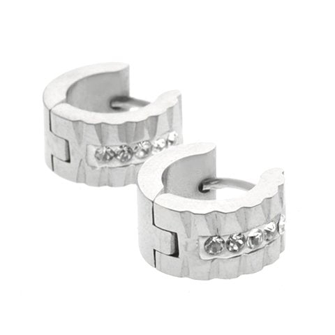 Aros cubanos acero quirurgico facetado con cubics 10 mm D&K / 200CU-131