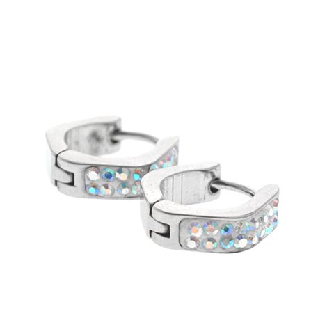 Aros cubanos acero quirurgico forma tuerca con cubics tornasol 10 mm D&K / 200CU-79