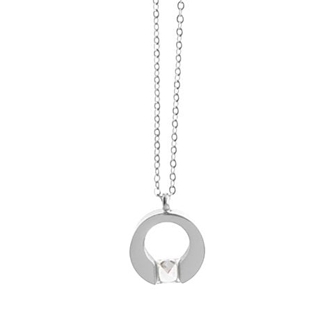 Conjunto de acero blanco dije con dije piedra cristal 45 cm D&K / 1400CD-50