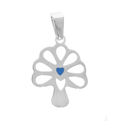 Dije acero blanco árbol de la vida calado con esmaltado azul 3 cm D&K / 1300AV-8