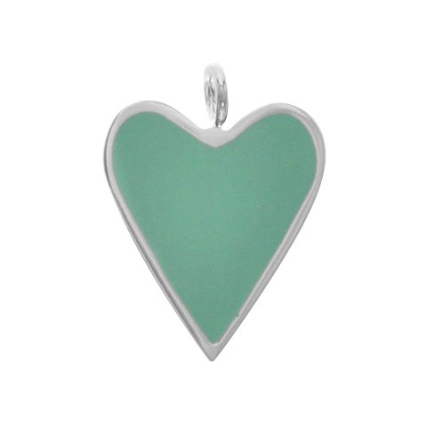 Dije acero blanco corazon con esmaltado turquesa 2 cm D&K / 1300CZ-35