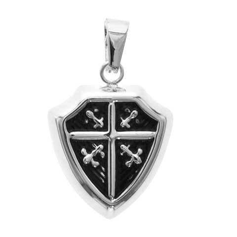 Dije acero blanco escudo con esmaltado negro 3 cm D&K / 1300GE-35