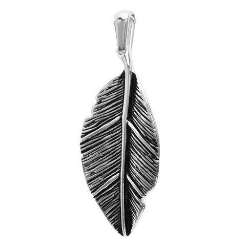 Dije acero blanco hoja con esmaltado negro 5.5 cm D&K / 1300GE-37