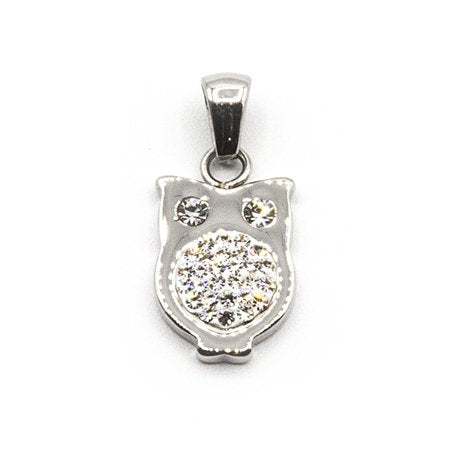 Dije acero buho con cubic 2,5 cm con argolla incl. D&K / 500AM-47