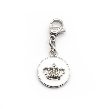 Dije acero esmatado en cblanco corona 2,7 cm con mosqueton incl. D&K / 500CO-24