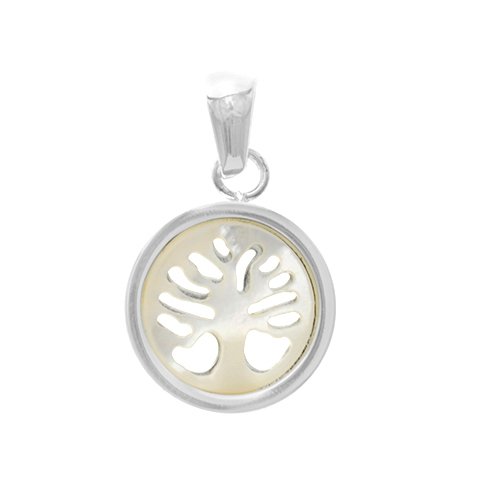 Dije acero blanco árbol de la vida con nacar blanco 2 cm D&K / 1300NA-6